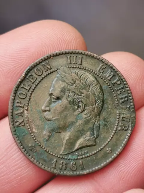 10 centimes Napoléon III tête laurée 1861 BB Strasbourg ! 9,74 g