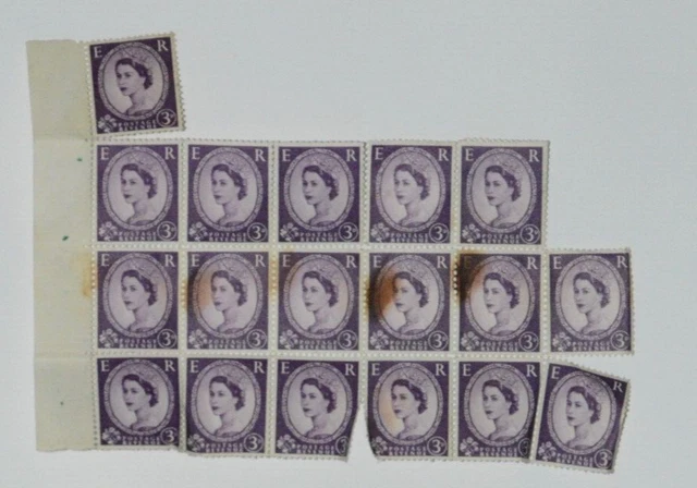 33 UNFRANKED QUEEN Elizabeth Pre-Decimal 3d Purple Stamps (1953) £5.00 ...