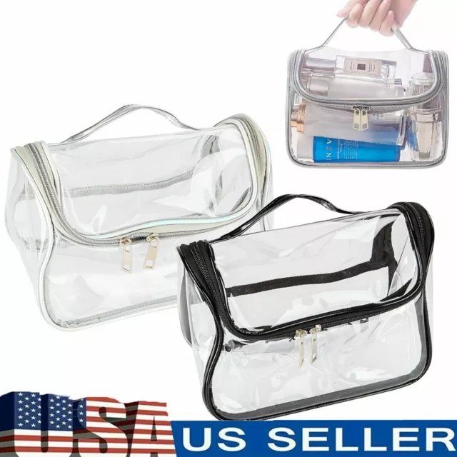 Clear Wash Makeup Bag Travel Cosmetic Transparent PVC Toiletry Pouch Organizer