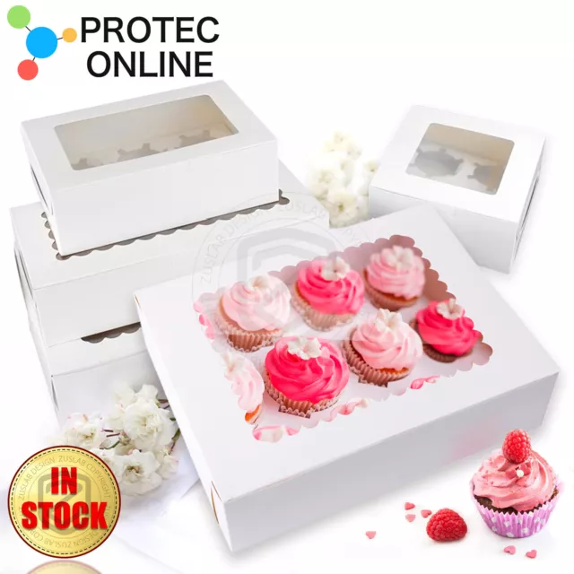 Cupcake Box 1 hole 2 4 6 8 12 holes Window Face Cake Party Favour Wedding Boxes