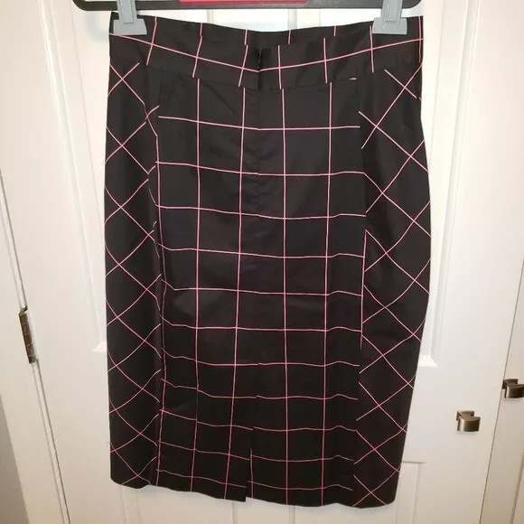 Milly Bias Pencil Skirt Grid Print Women's Size 8 NWT 2