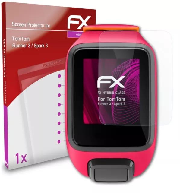 atFoliX Glasfolie für TomTom Runner 3 / Spark 3 Panzerfolie 9H Schutzpanzer