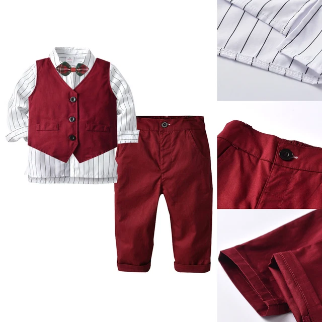 Camicia ragazzo gentleman smoking abito mosca gilet e pantaloni abbigliamento bambino