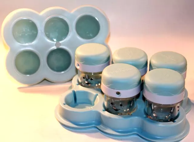 Bandeja y contenedores de almacenamiento de alimentos congelador de silicona para bebé Nutribullet azul