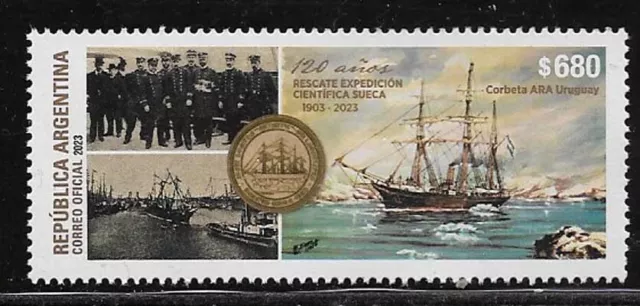 #75294 Argentina 2023 Antarctic Rescue By Corvette Uruguay Ship,Painting Mnh