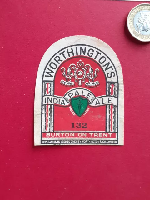 Altes britisches Bier-/Getränkeetikett: Worthington IPA, bttld 132