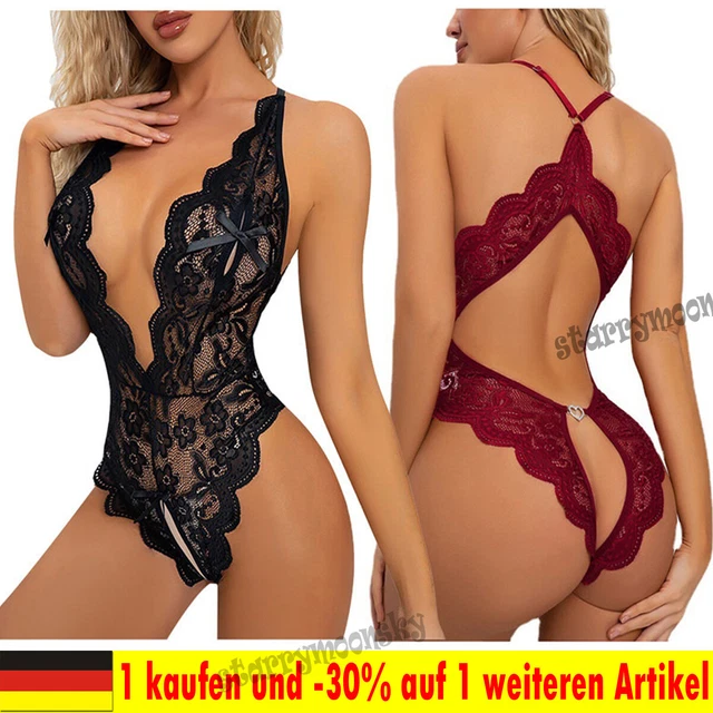DAMEN SPITZE DESSOUS Reizwäsche Babydoll Sexy Schritt offen Unterwäsche  Bodysuit EUR 6,79