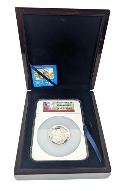 2013-P $8 Australia 5 Oz. Proof Silver High Relief Koala NGC PF70 Ultra Cameo