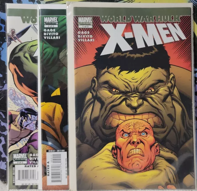 2007 MARVEL Comics WORLD WAR HULK X-Men #1-3 Complete Limited Series Set - VF