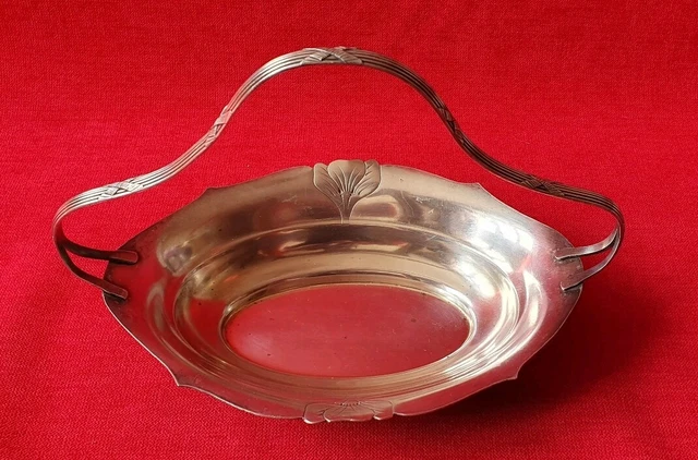 Art Nouveau - Ancienne Corbeille Panier Paniere en Métal Argenté - à pain fruits
