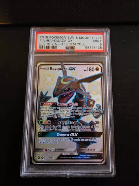 PSA 9 Pokémon JUMBO Shiny Rayquaza GX Hidden Fates 177 2018 Premium  Collection Values - MAVIN