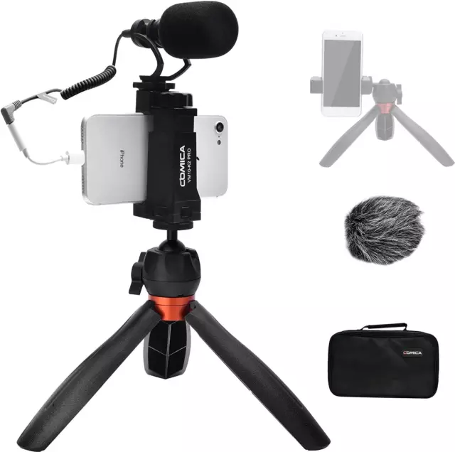 comica Smartphone Vlogging Kit, CVM-VM10-K2 PRO Shotgun Microphone with Tripod