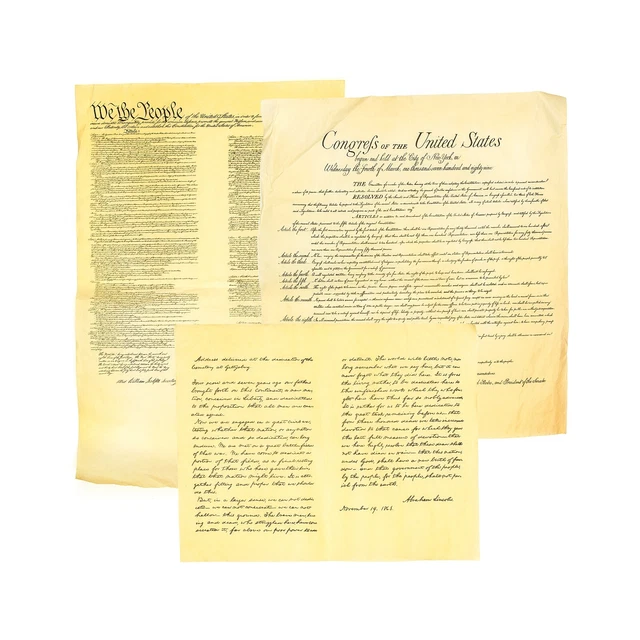 1 Set Di 3 Gettysburg Indirizzo, Constitution, Banconote Di Diritti Riproduzioni