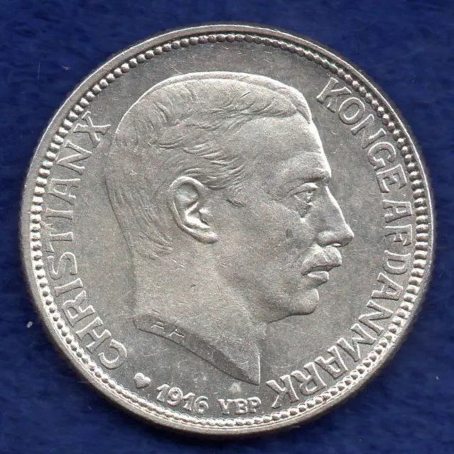 Denmark 1916 Silver 1 Kroner, High Grade (Ref. f0036)