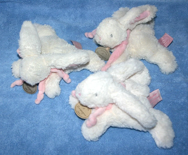 Doudou Et Compagnie 3 Doudou Lapin Bonbon Blanc Rose Pm Mon Tout Petit Dc1239