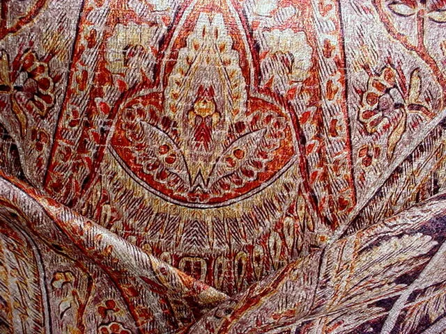 13-1/4Y Lee Jofa Rust Gold Printed Turkish Paisley Velvet Upholstery Fabric