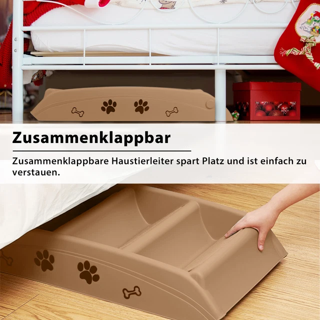 Hundetreppe Haustiertreppe Klappbar 4 Stufen Auto Katzentreppe Steighilfe Braun 7