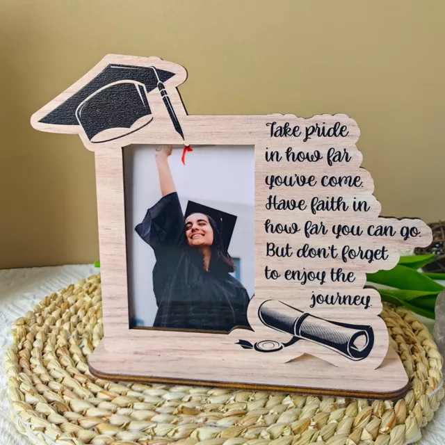 fr Creative Useful Graduation Photos Frame Durable Wooden Bachelor Hat Photo Fra