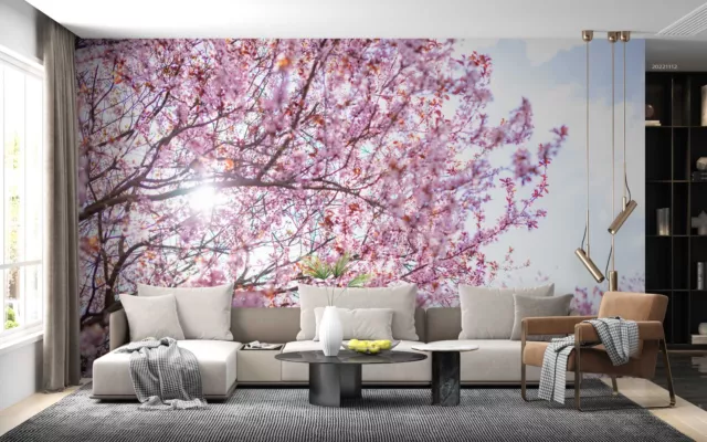 3D Pink Cherry Blossom Wallpaper Wall Murals Removable Wallpaper 50 2