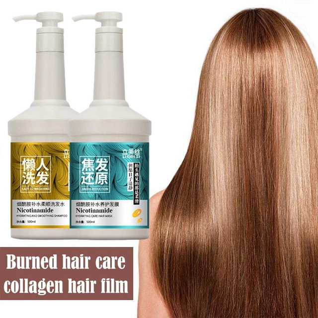 Crema para cabello de seda brillo suave y áspero con aminoácidos de colágeno - recto