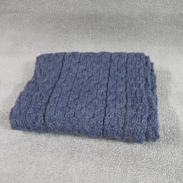 Aran Crafts Scarf Adult Blue Cable Knit Merino Wool Ireland Irish Long Rectangle