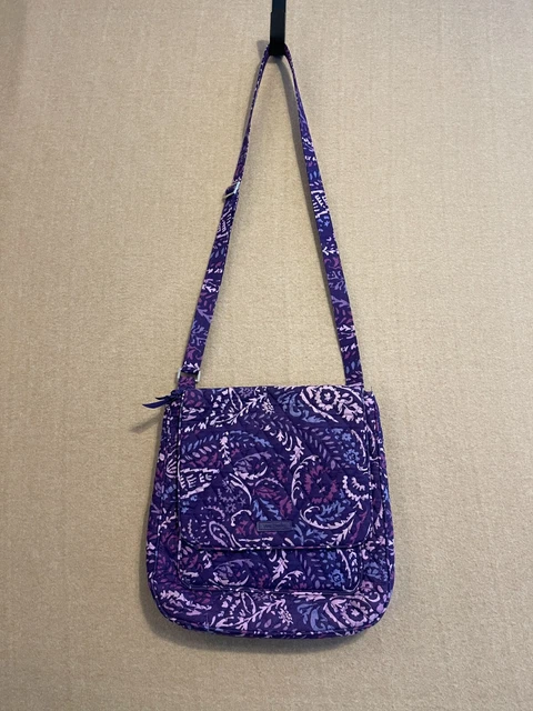 Vera Bradley Crossbody Bag Paisley Purple Magnetic & Zipper Closure Pockets