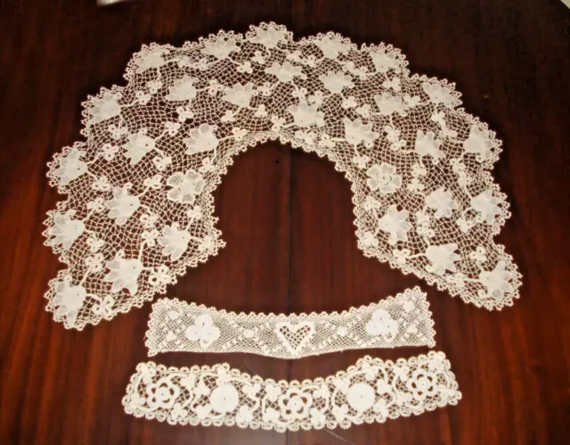 Antique Irish Crochet Clones Lace Collar ~ Hand Made Lace