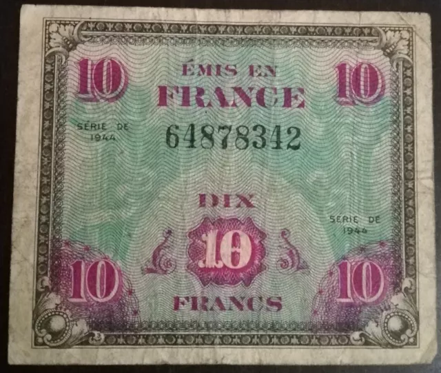 billet Français 10 Francs 1944 WW2