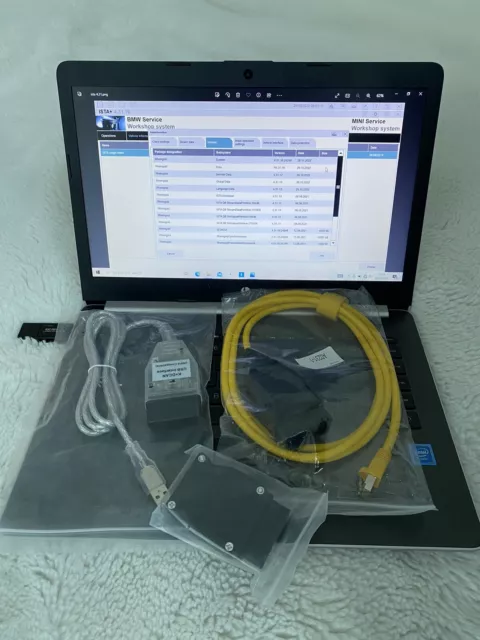 Software di codifica diagnostica per BMW MINI installato in laptop con cavi, testato