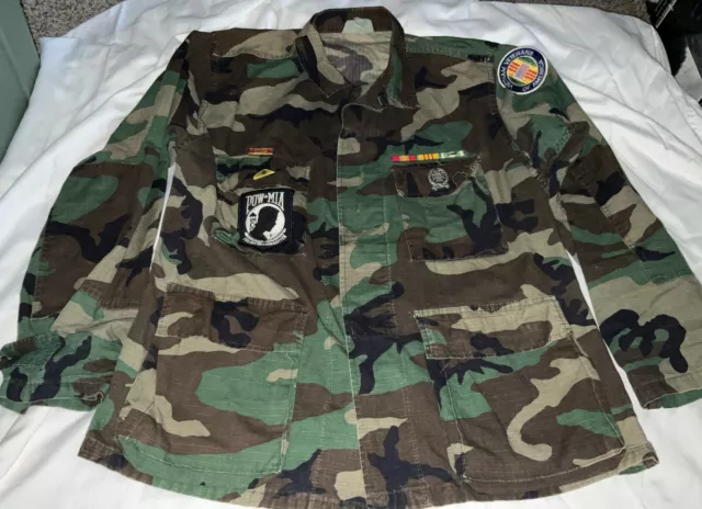 CAMO LIGHTWEIGHT JACKET With Multiple Patches & Pins…Large $20.00 ...