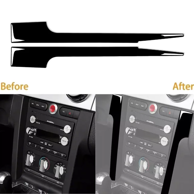 2Pcs Piano Black Central Console Side Trim Cover Decal For Ford Mustang 2005-09