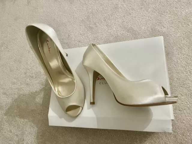 RAINBOW CLUB JENNIFER Satin Peep Toe Wedding Shoes Ivory STUNNING 15.00 PicClick UK