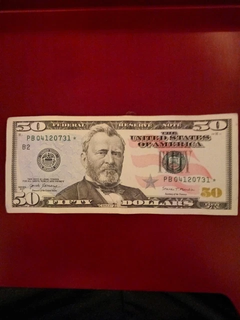 Series 2017A US Fifty Dollar Bill Star Note $50 Cleveland PD 03104223* (AU)