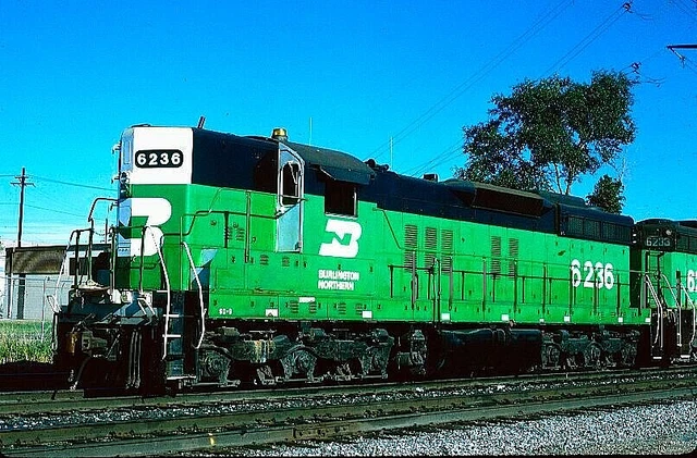 Original Kodachrome Slide Burlington Northern Sd-9 #6236 Denver, Co Aug 31, 1990