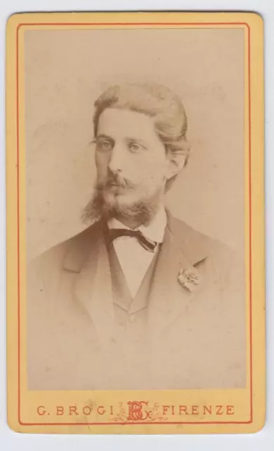 Foto photo cdv gentiluomo con barba in posa by G. Brogi Firenze 1875 c.a.