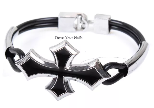 Bracelet vintage croix alliage noir accessoire punk rock bracelet brassard