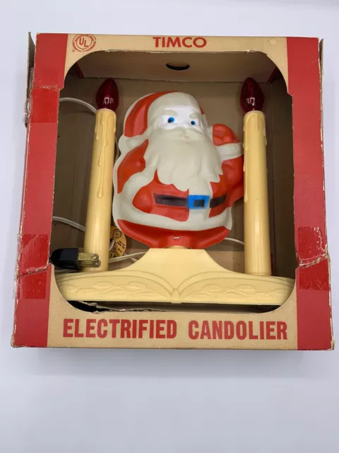 Vintage TIMCO Christmas 1950’s Santa Candolier w/ Box #422 USA ~ Works