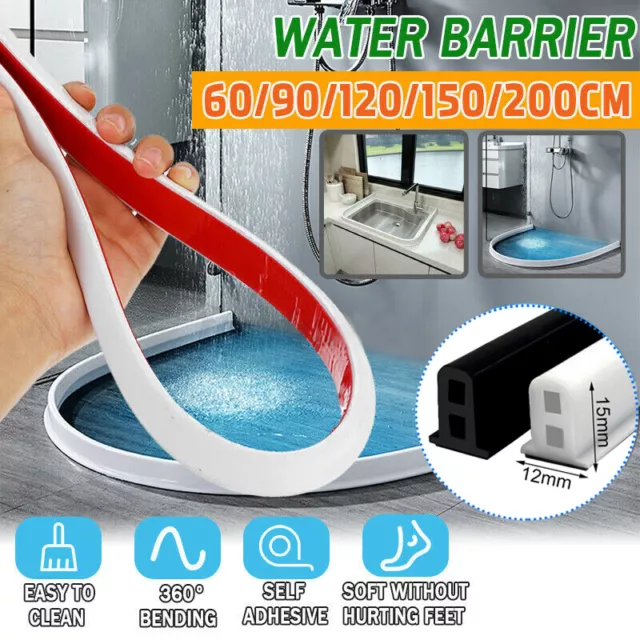 Flexible Water Stopper Shower Barrier Silicone Bathroom Floor Retaining Strip.