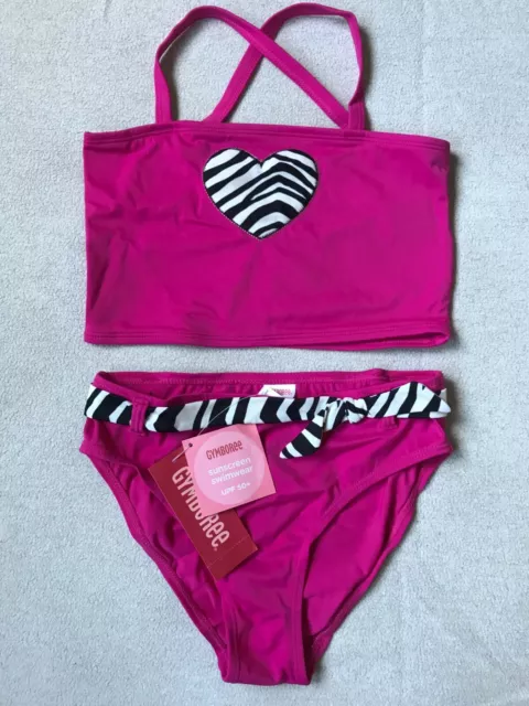 Gymboree NWT Zebra Striped Heart 2-Piece Swimsuit Swimwear UPF 50+ size 5 years