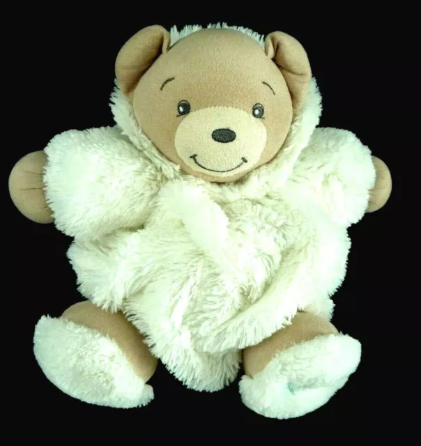 i. DOUDOU PELUCHE BOULE KALOO OURS PLUME BLANC BEIGE GM 32cm - EXCELLENT ETAT