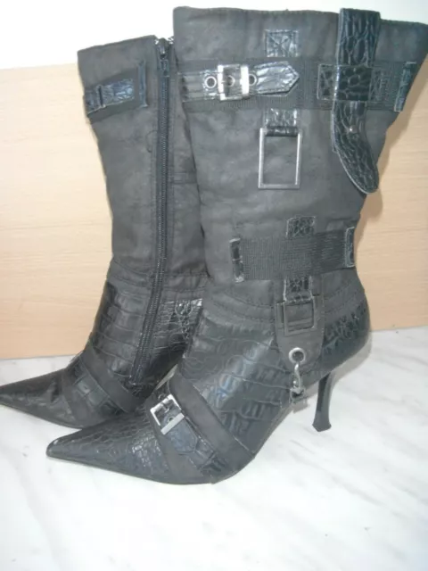 BOTTES NOIRET  A TALON AIGUILLE T40  BOUT POINTU  marque JET SET
