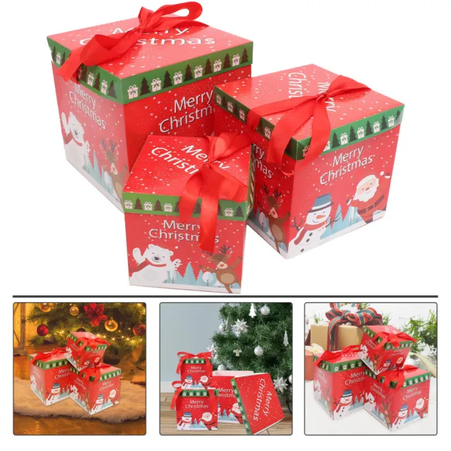 3 Pcs Étui D'emballage En Papier Contenant De Cadeau Noël Décoration Boîte