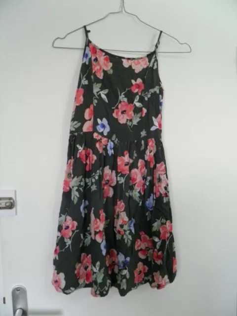 Superbe Robe A Bretelles Grise A Fleurs H&M Fille Taille 11-12 Ans