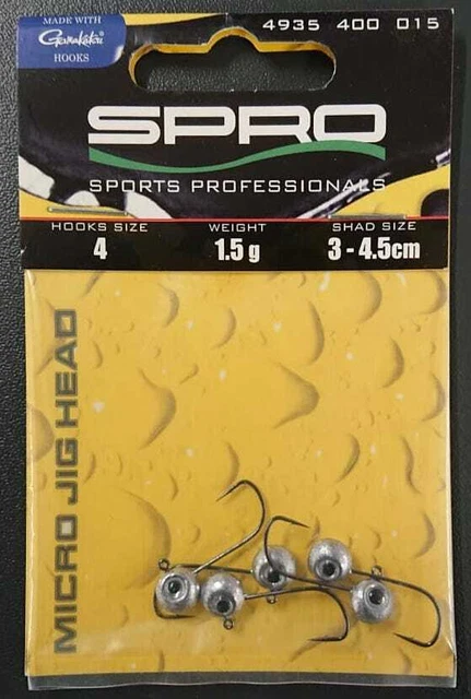Spro Gamakatsu 29 Micro Jig Head Gr. 4 1,5g 5 Stück Mini Jigkopf Haken Bleikopf