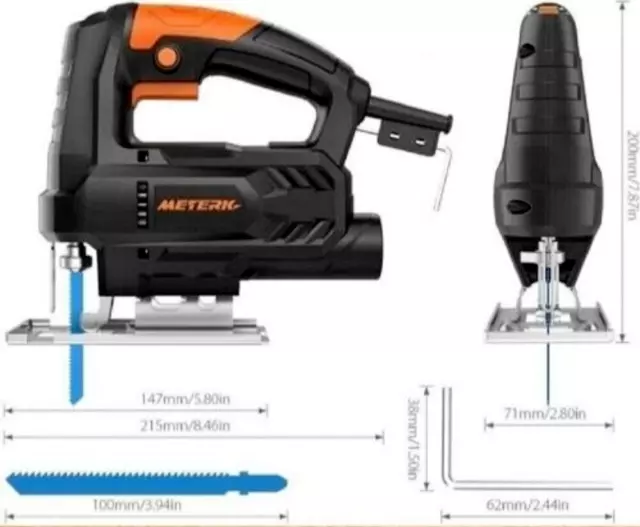 Scie sauteuse électrique METERK, 400W, 3000 SPM, 6 angles de coupe variables.