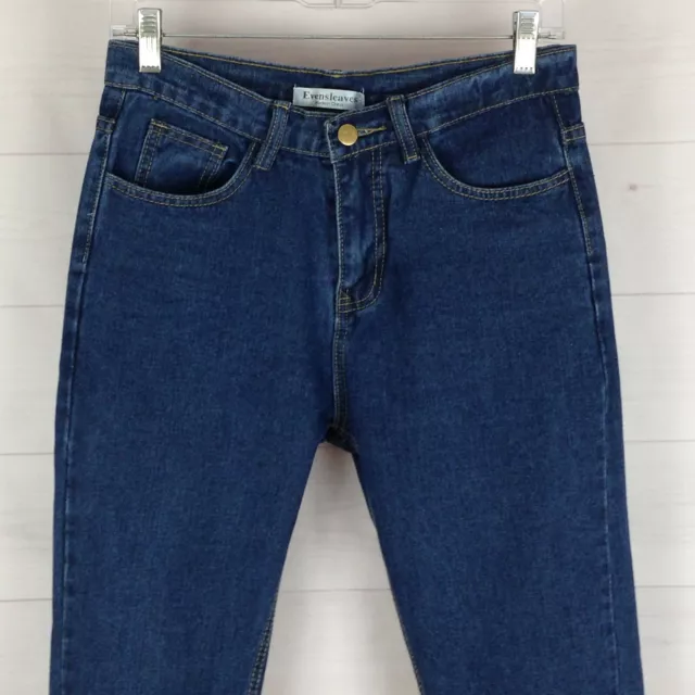 Evensleaves womens size 25 x 28.5 blue med wash high rise skinny mom jeans EUC