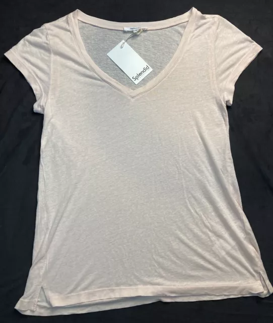 Splendid Women's Sandy V-Neck Tee White Blend Size S - MSRP $68 NWT