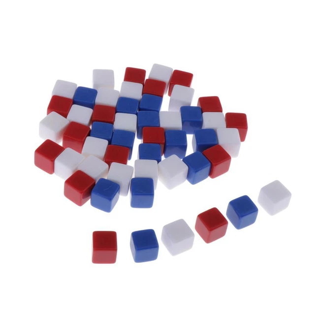 50 Pack of Blank 16mm Square D6 Cubes for DIY Board Games