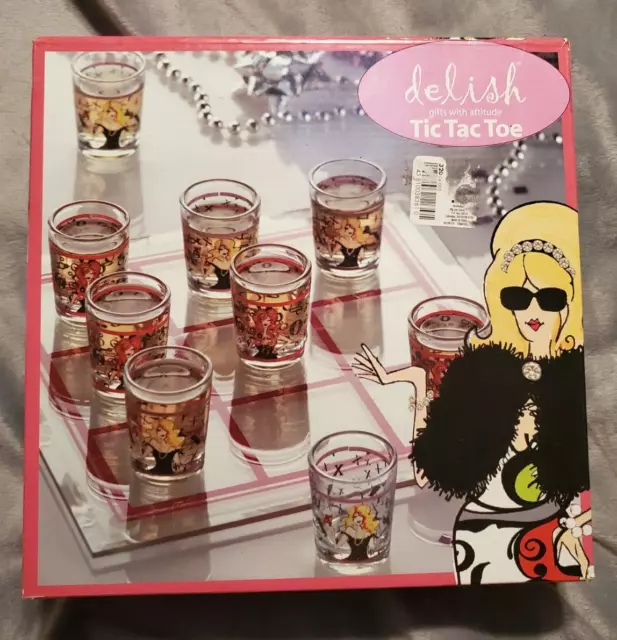 Delish Tic Tac Toe Shot Glass Drinking Game Girls Night Out. Glass Game Board