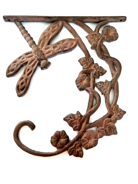 Antique Architectural Salvage ~  Cast Iron Dragonfly Door Bracket Corner Corbel